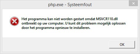 Composer MSVCR110 foutmelding