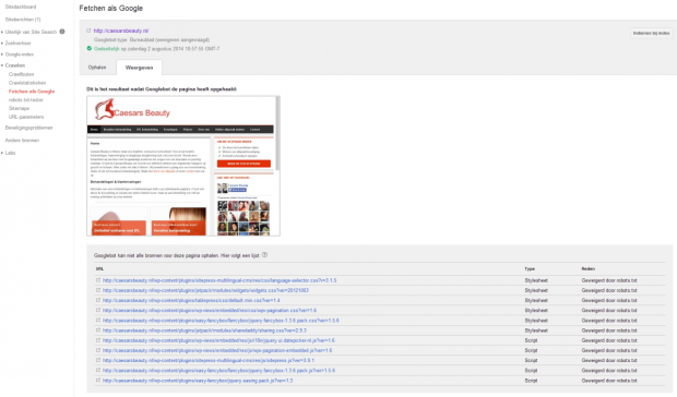 Fetch als Google respecteert robots.txt