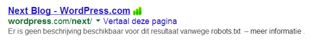 Geen meta beschrijving door robots.txt