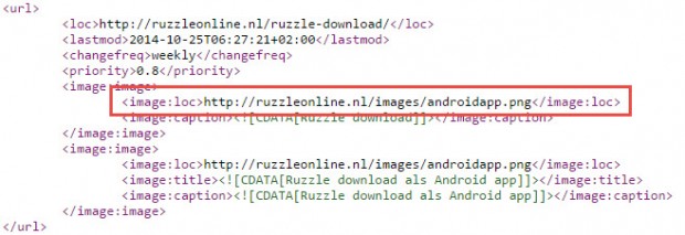Afbeelding URL WordPress SEO XML Sitemap