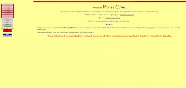 MoneyCollect.nl, de homepage van mijn eerste website in 2004