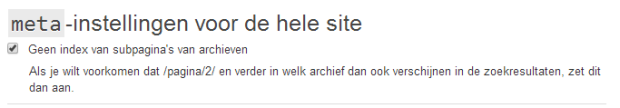 NOINDEX voor paginering via WordPress SEO