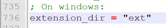 Uncomment extension_dir regel